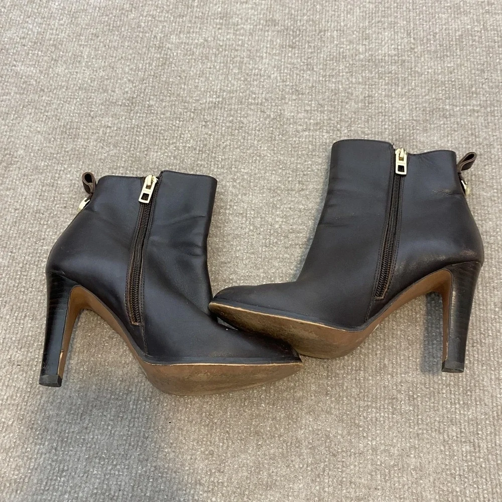 Coach Boots Womens‎ Size 6 Brown Leather Ankle Zip High Stiletto Heel Jemma